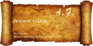 Antoni Fülöp névjegykártya